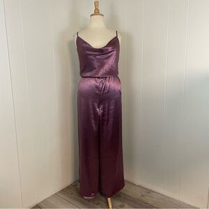 Eloquii Satin Cowl Neck Sleeveless Blouson Crop Leg Jumpsuit